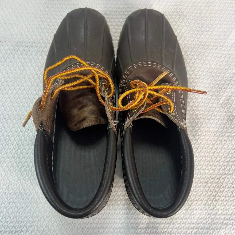 LL Bean Bean Boots Mens Brown Leather Waterproof Duck Shoes US 9? See Sizing